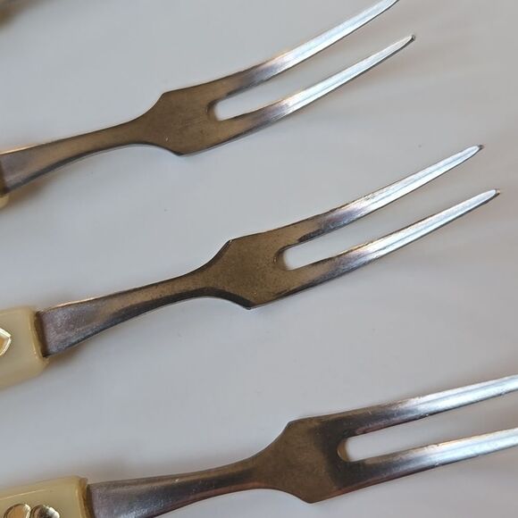 Vintage Japan Stainless Appetizer Mini Forks Set of 12 hors d'oeuvres Cocktails - Picture 7 of 15
